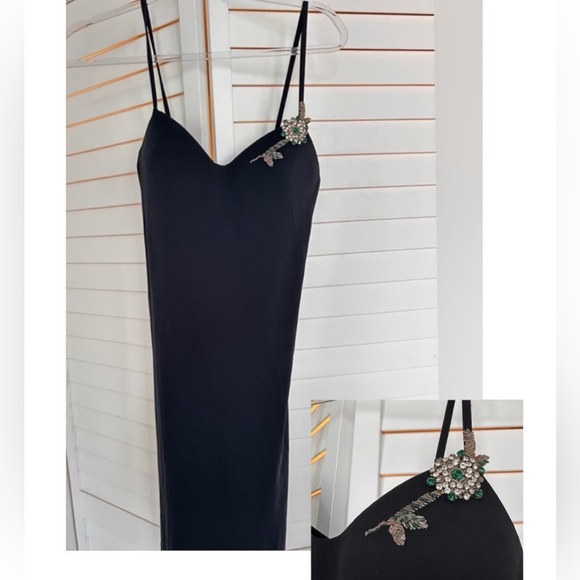 La Perla Crystal embellished Elegant Black Slip Dress - Picture 1 of 14